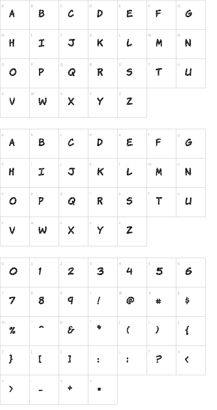 Character Map Komika Krak Font