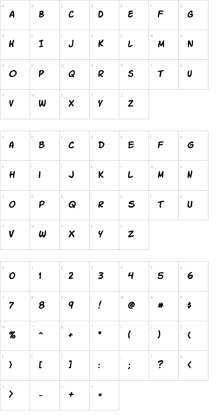 Character Map Komika Slick Font