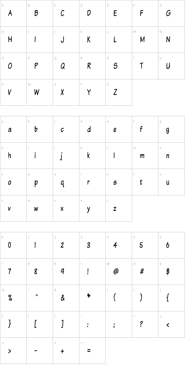 Character Map Komika Text Tight Font