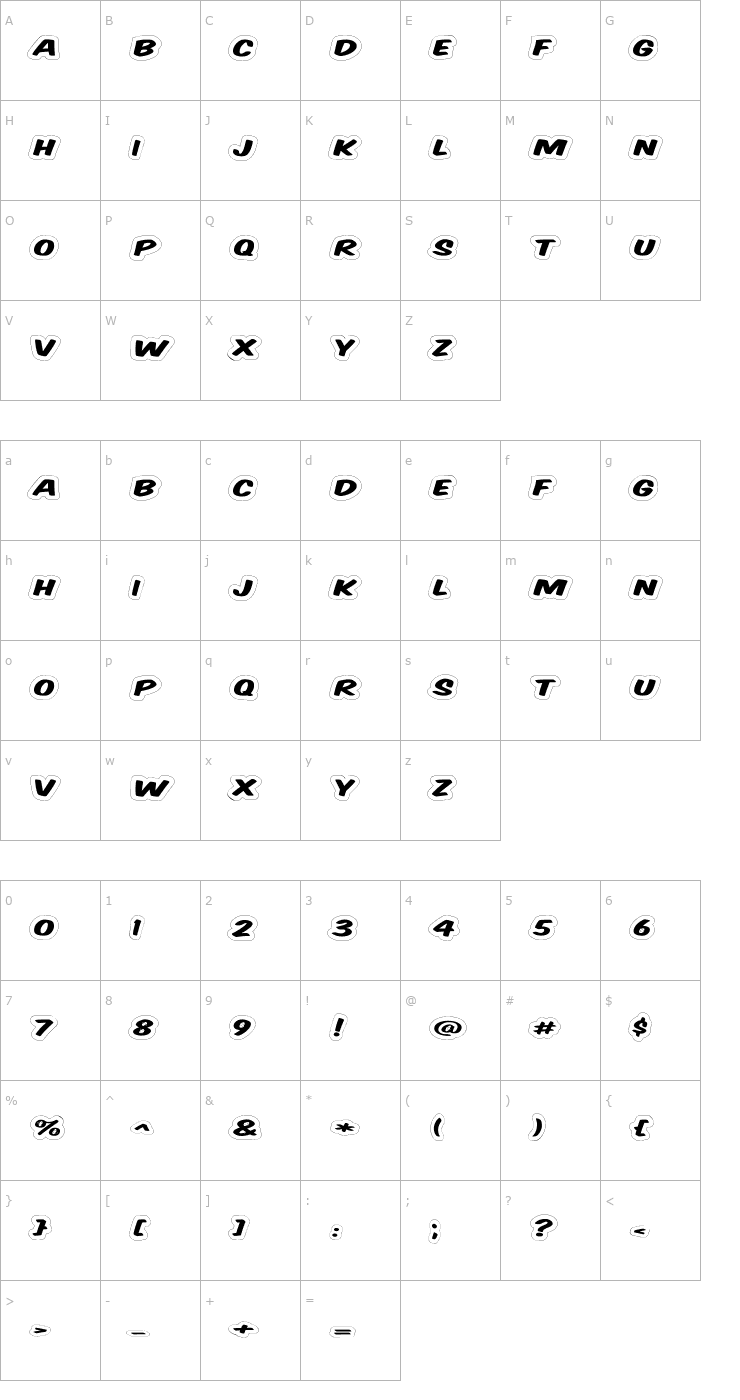 Character Map Komika Title - Wired Font