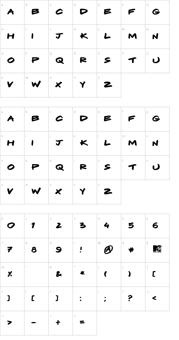 Character Map Komix Font