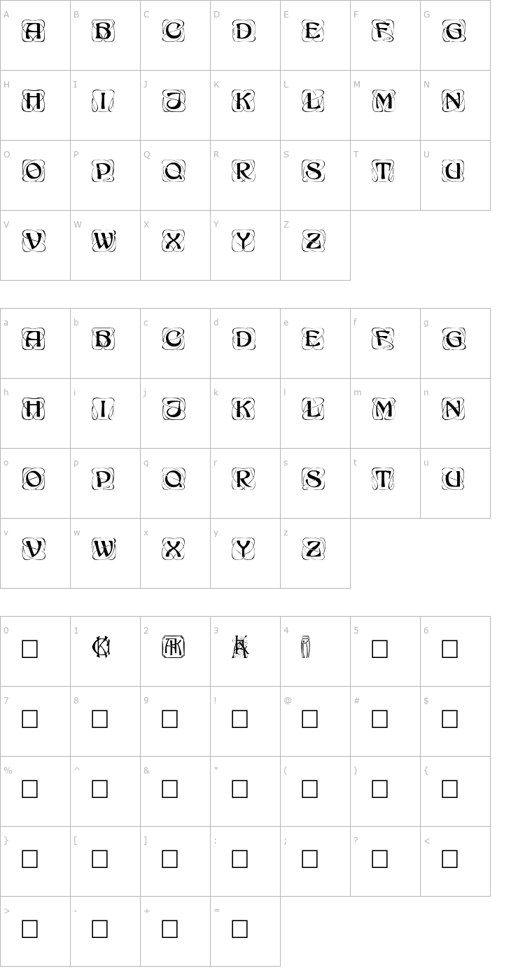 Character Map Konanur Font