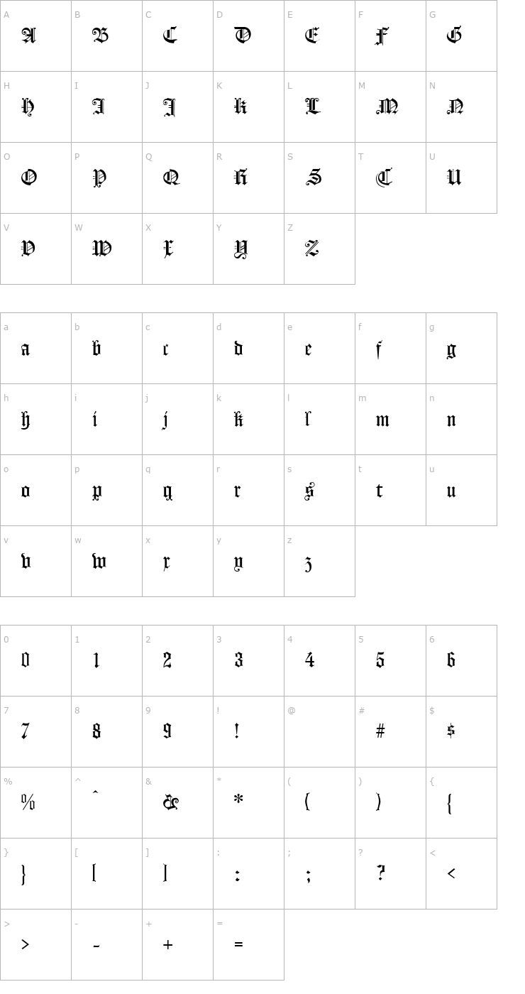 Character Map Konigsburg Font