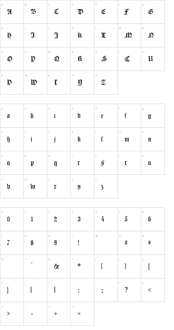 Character Map Konigsburg-Regular Font