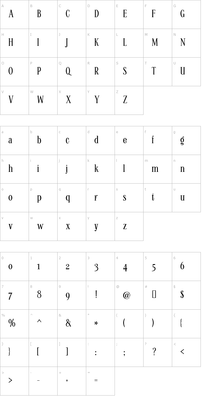 Character Map Kontor Display Font