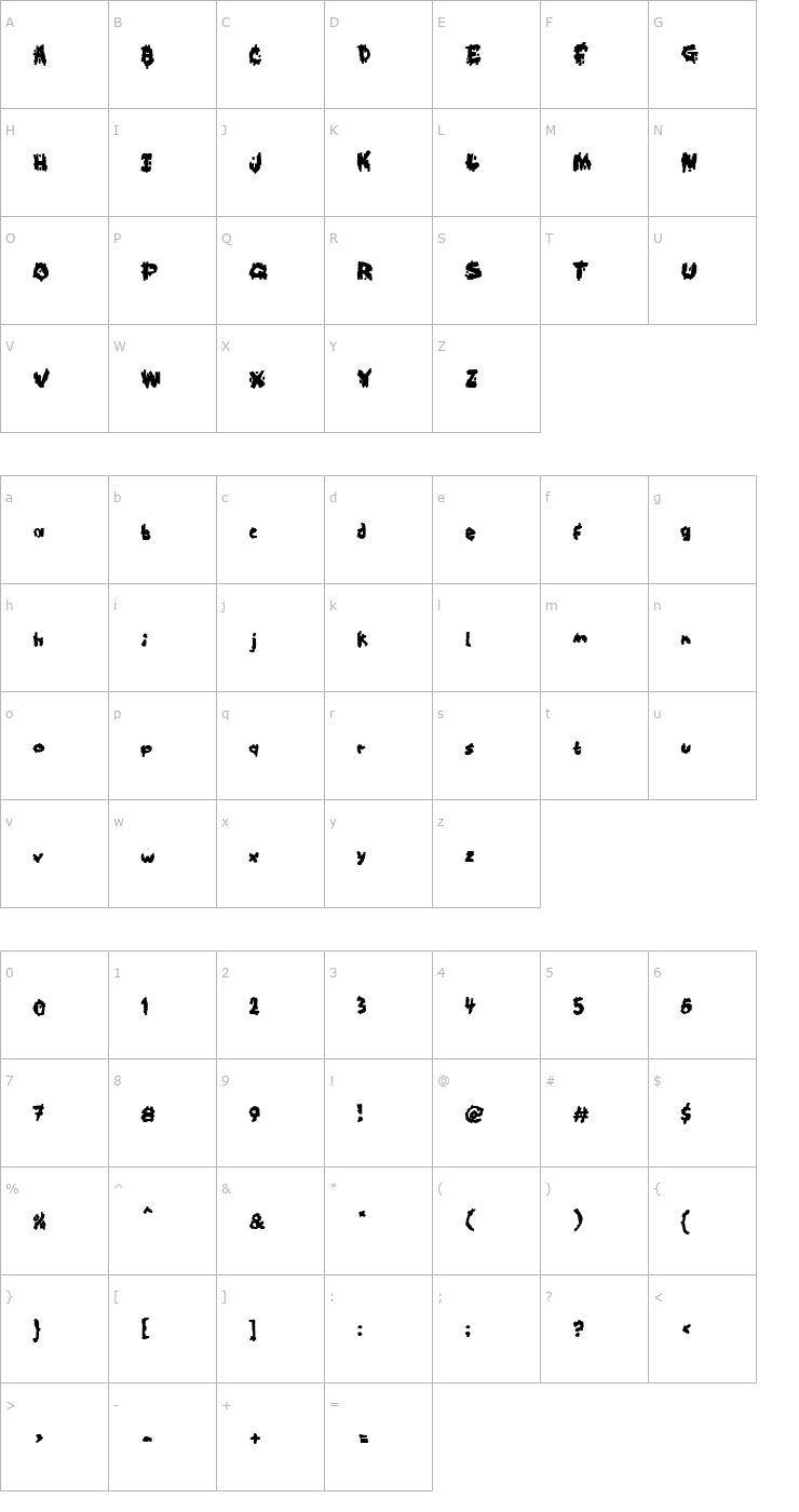 Character Map Kookaburra Font