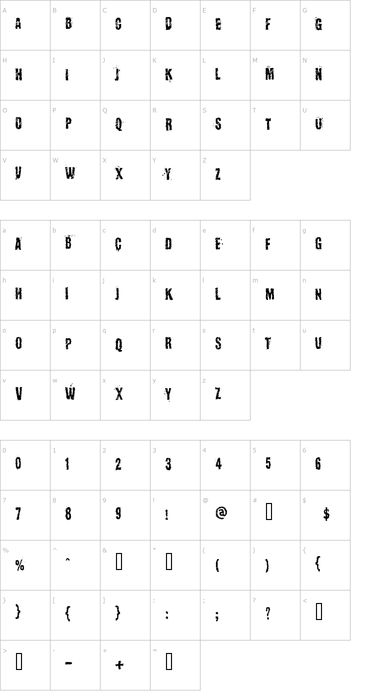Character Map Kopanyica Strasse Font