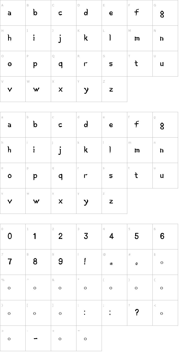 Character Map Korean Calligraphy Font