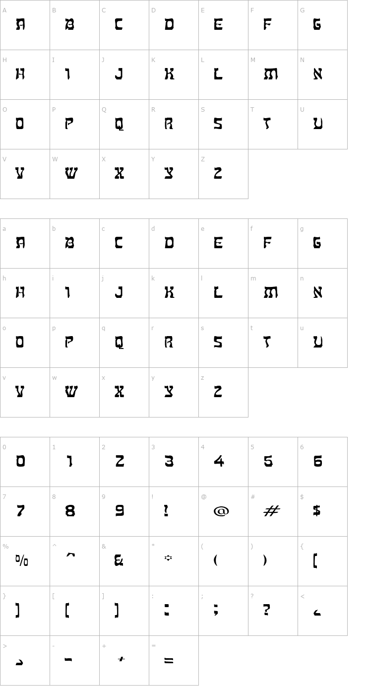 Character Map Kosher Extended Normal Font