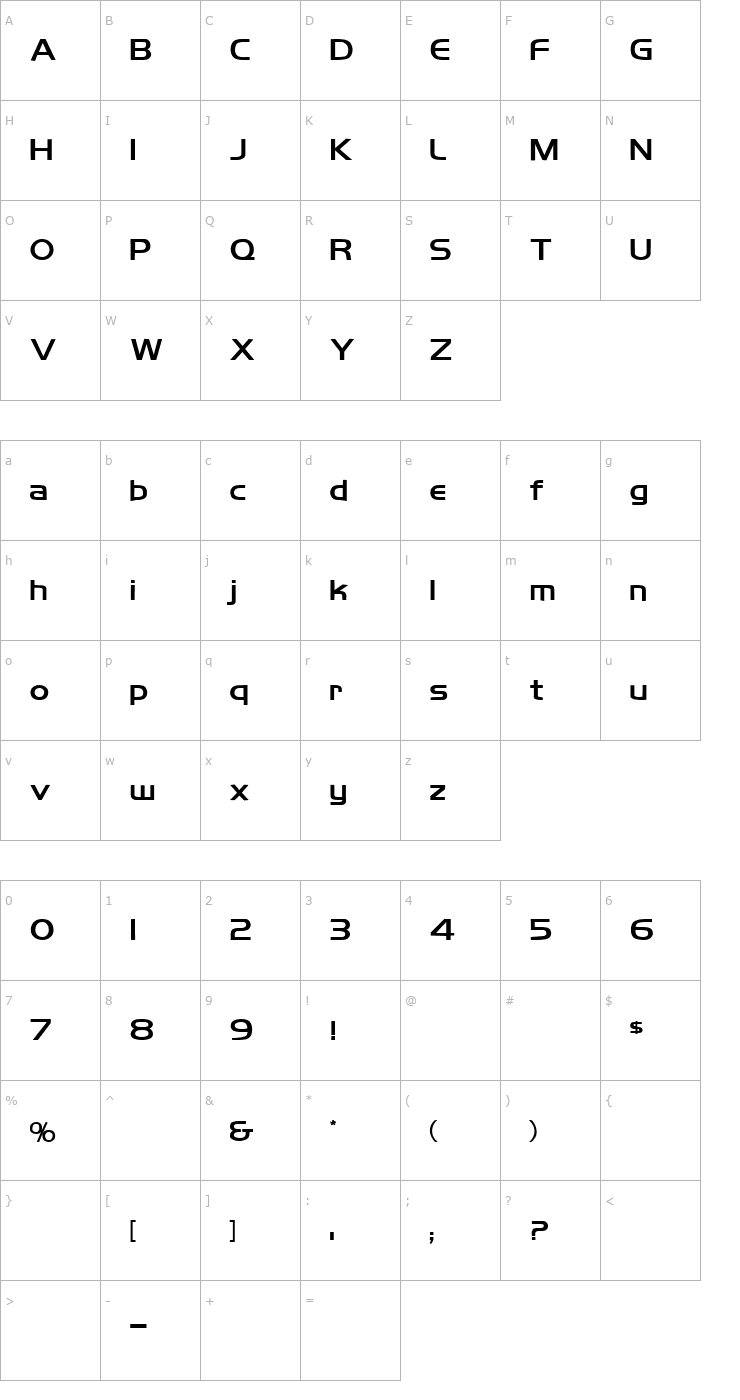 Character Map Koshgarian Bold Font
