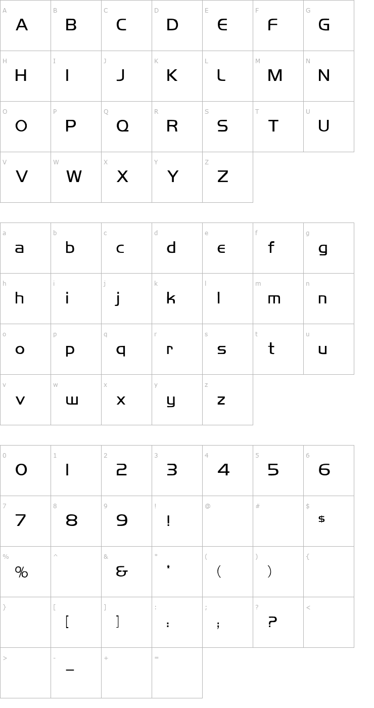 Character Map Koshgarian-Light Font