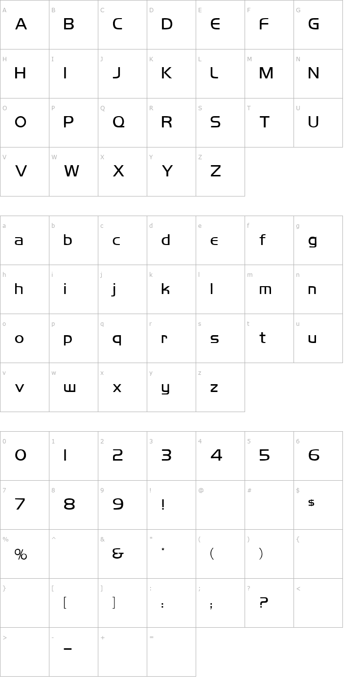 Character Map Koshgarian Regular Font