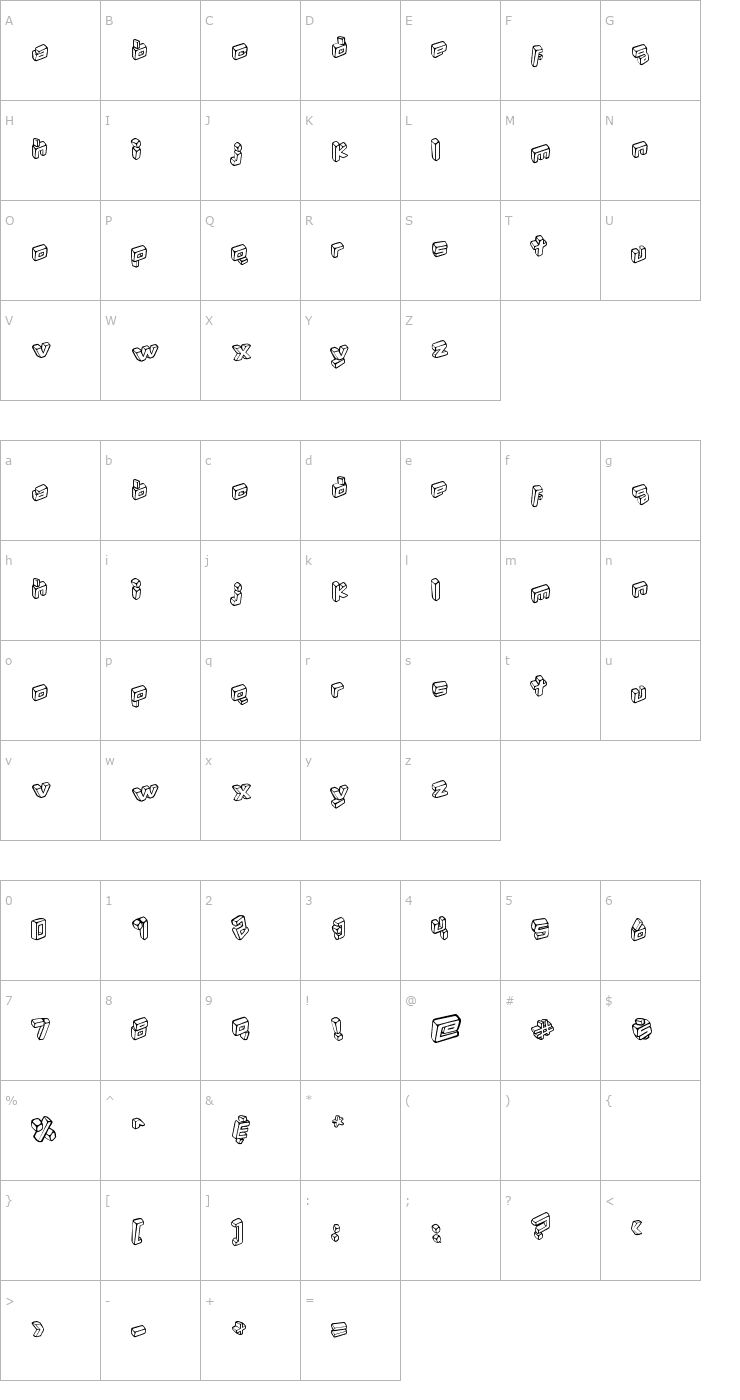 Character Map Kotak Font