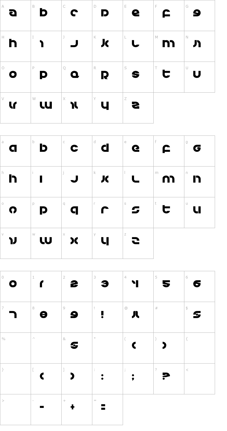 Character Map Kovacs Font