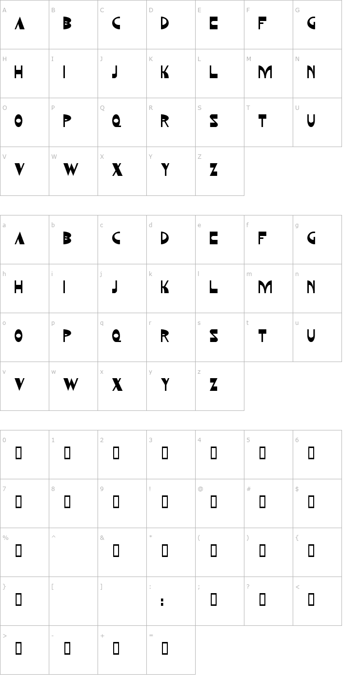 Character Map Kozmonauta 2 Font