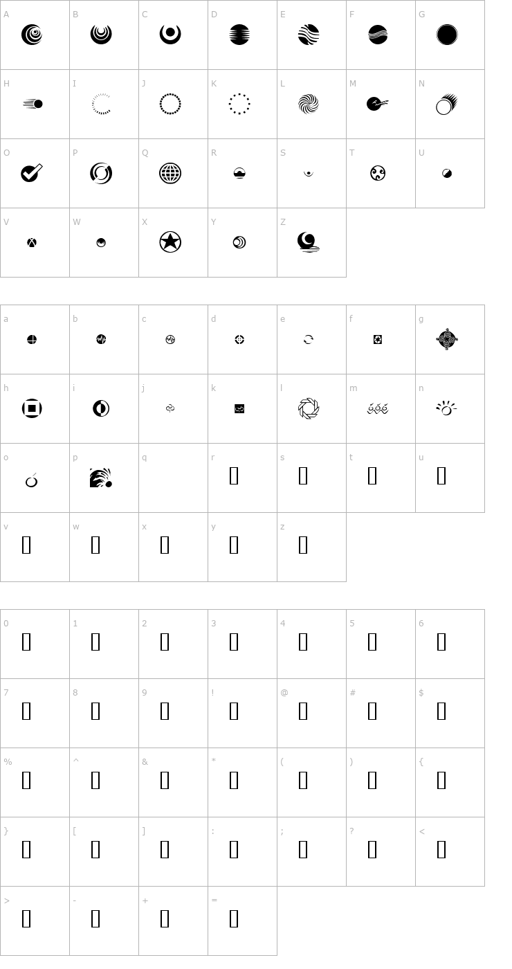 Character Map KR A Round Font