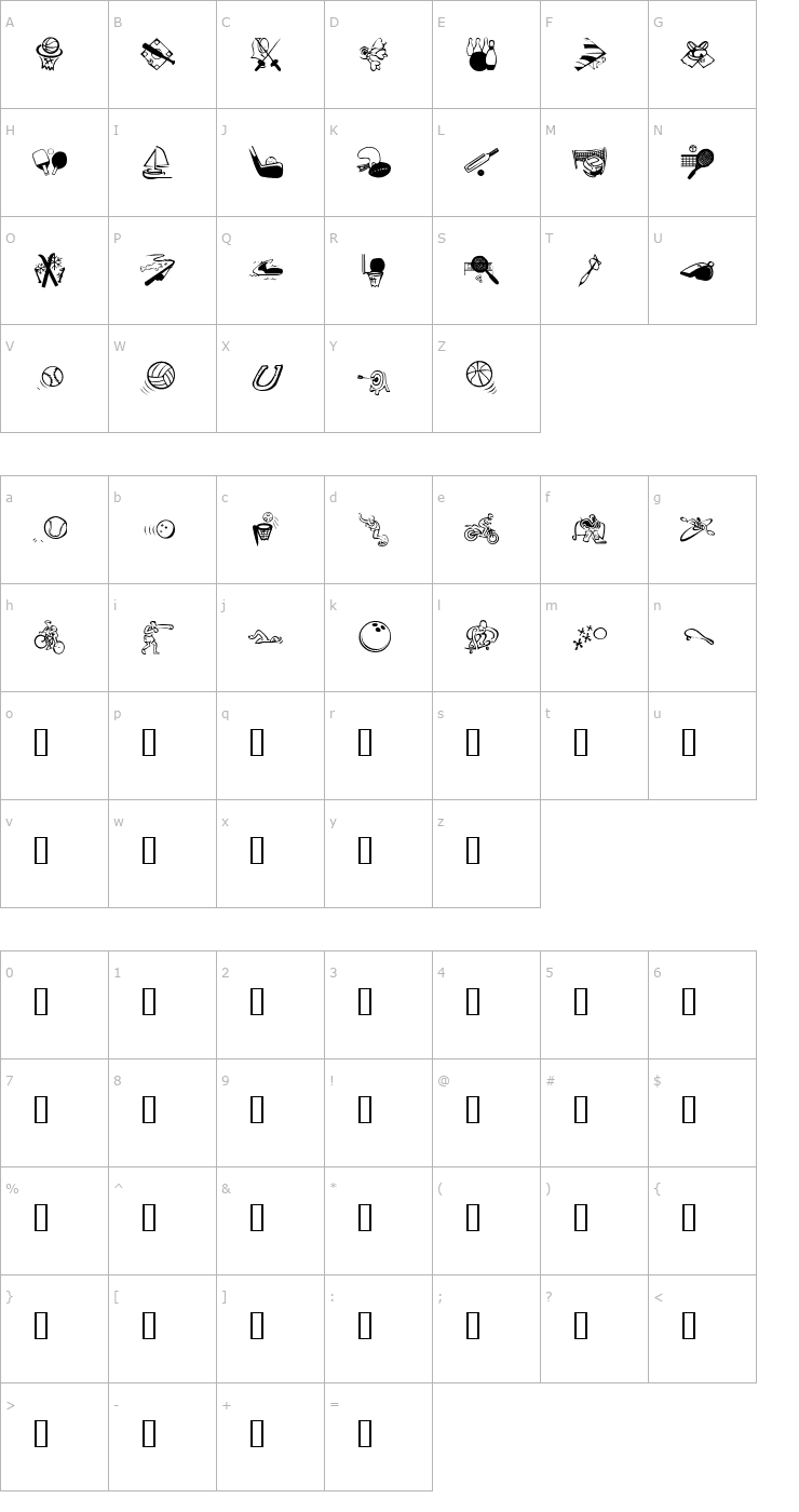 Character Map KR All Sport Font