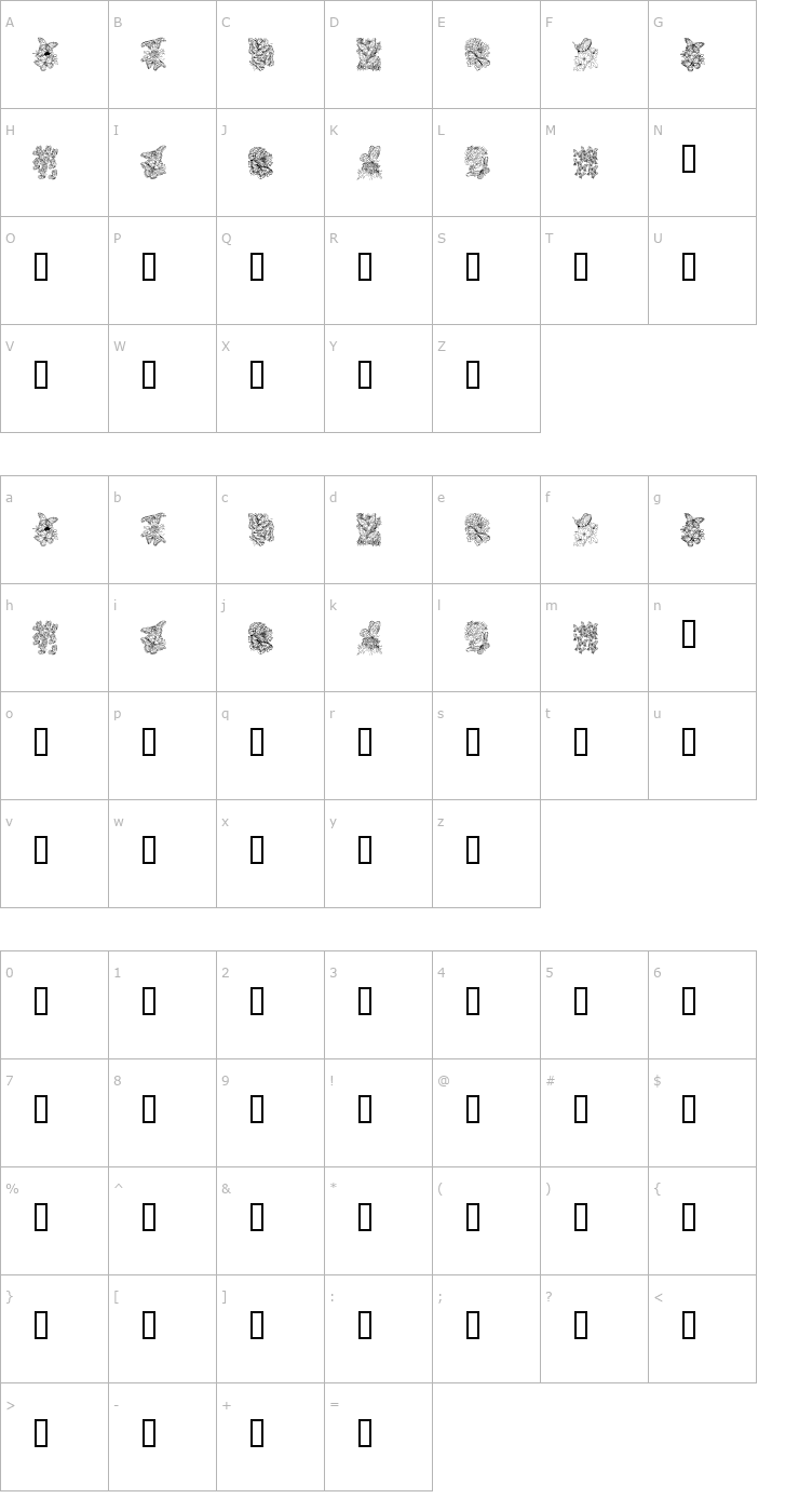 Character Map KR Beautiful Butterfly Font