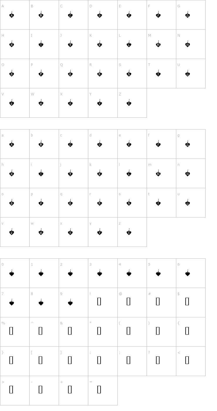 Character Map KR Burning Love Font