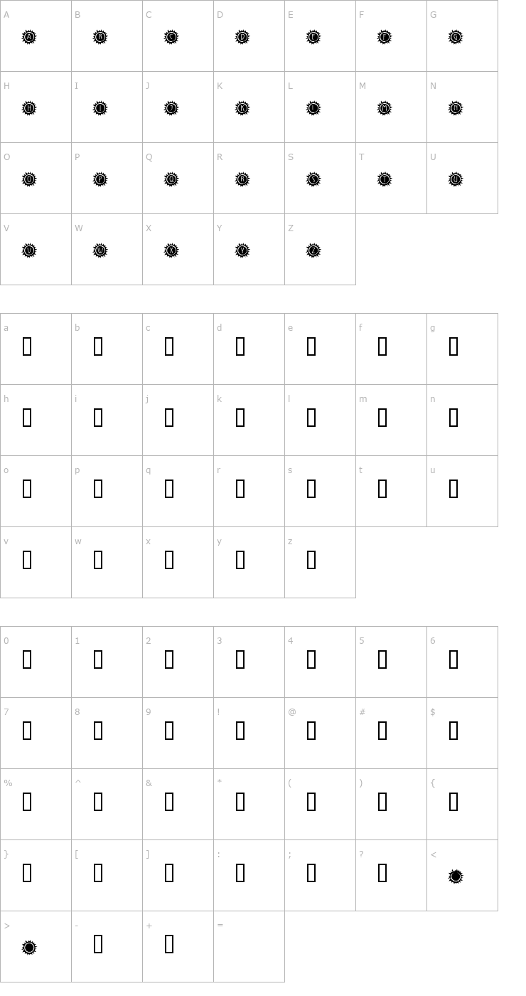 Character Map KR California Sun Font