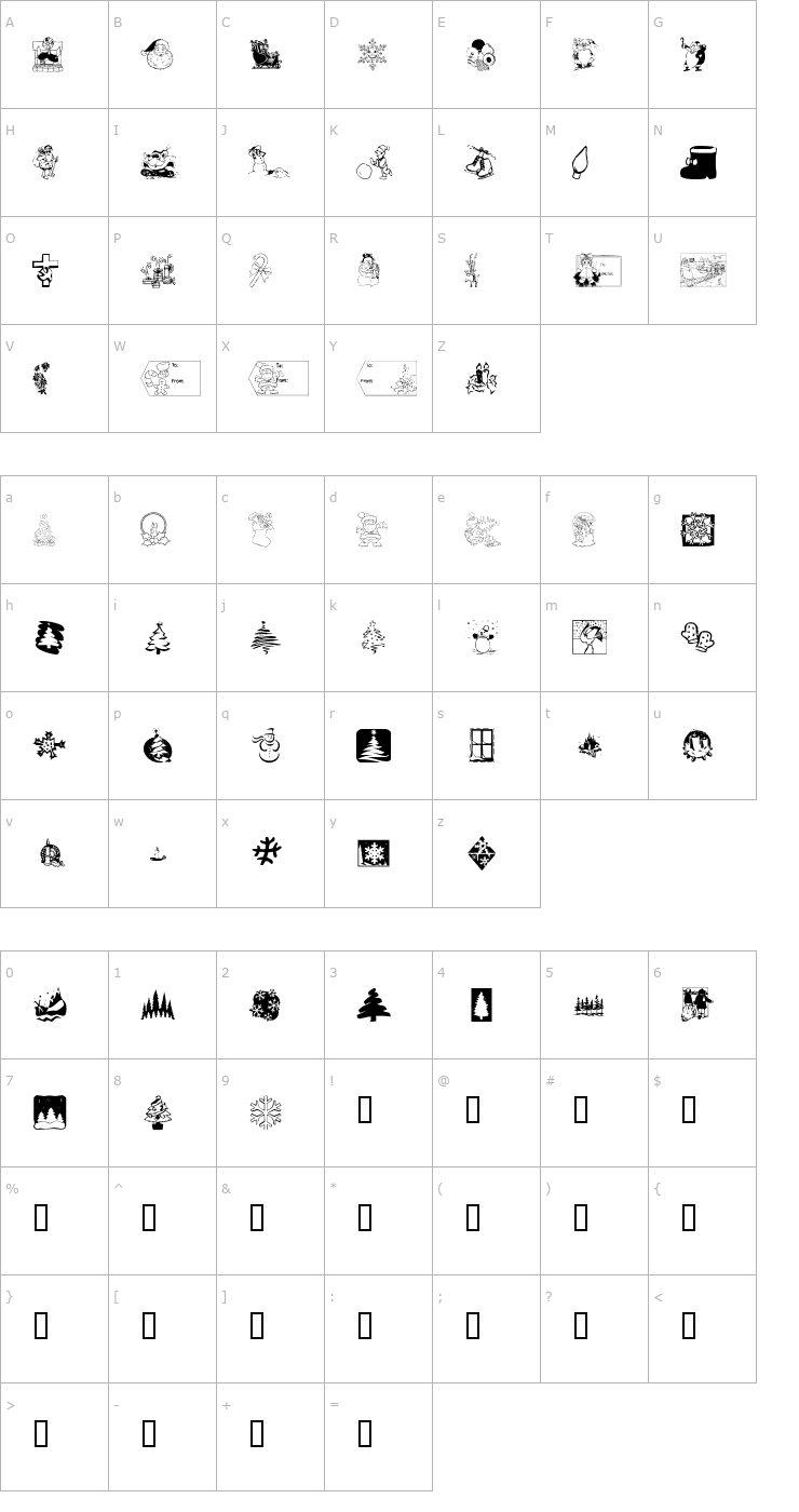 Character Map KR Christmas 2001 Font