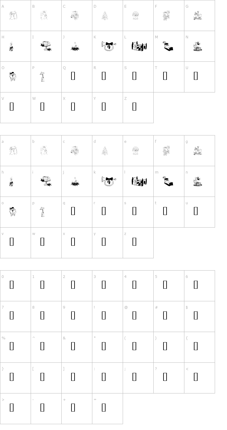 Character Map KR Christmas 2002 Dings 1 Font