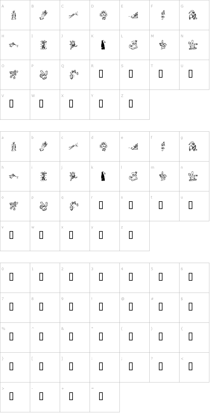 Character Map KR Christmas 2002 Dings 2 Font