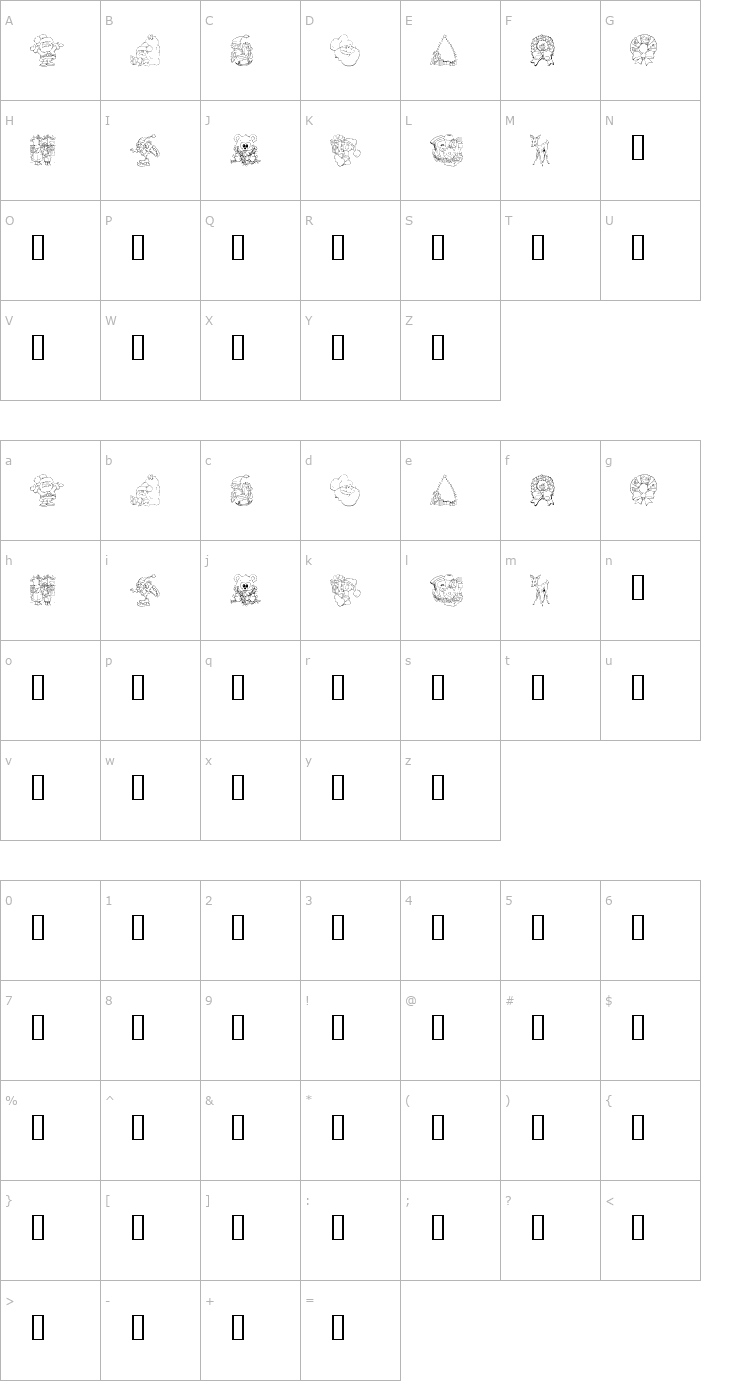 Character Map KR Christmas Color Me Font
