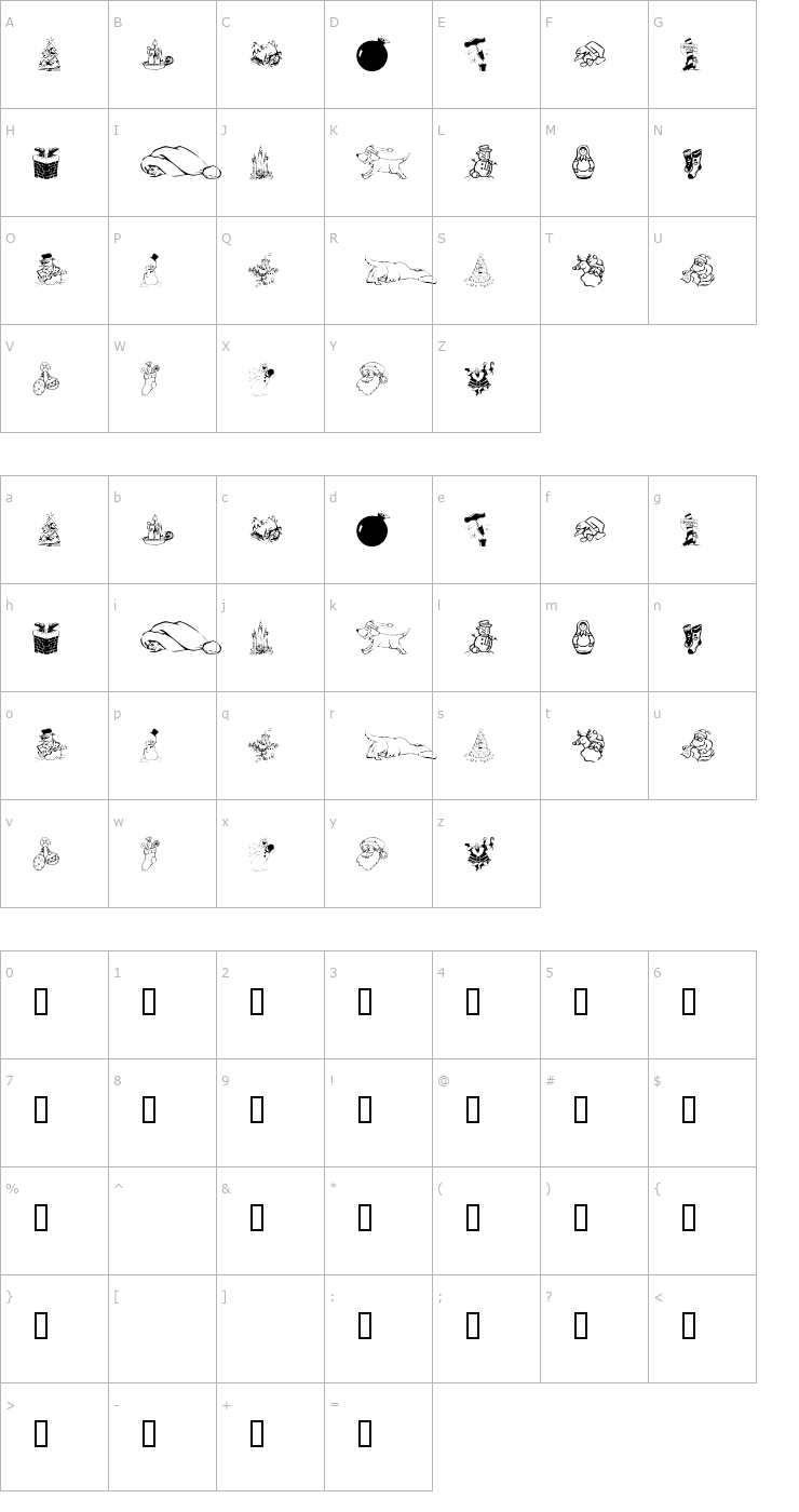 Character Map KR Christmas Dings 2004 Font