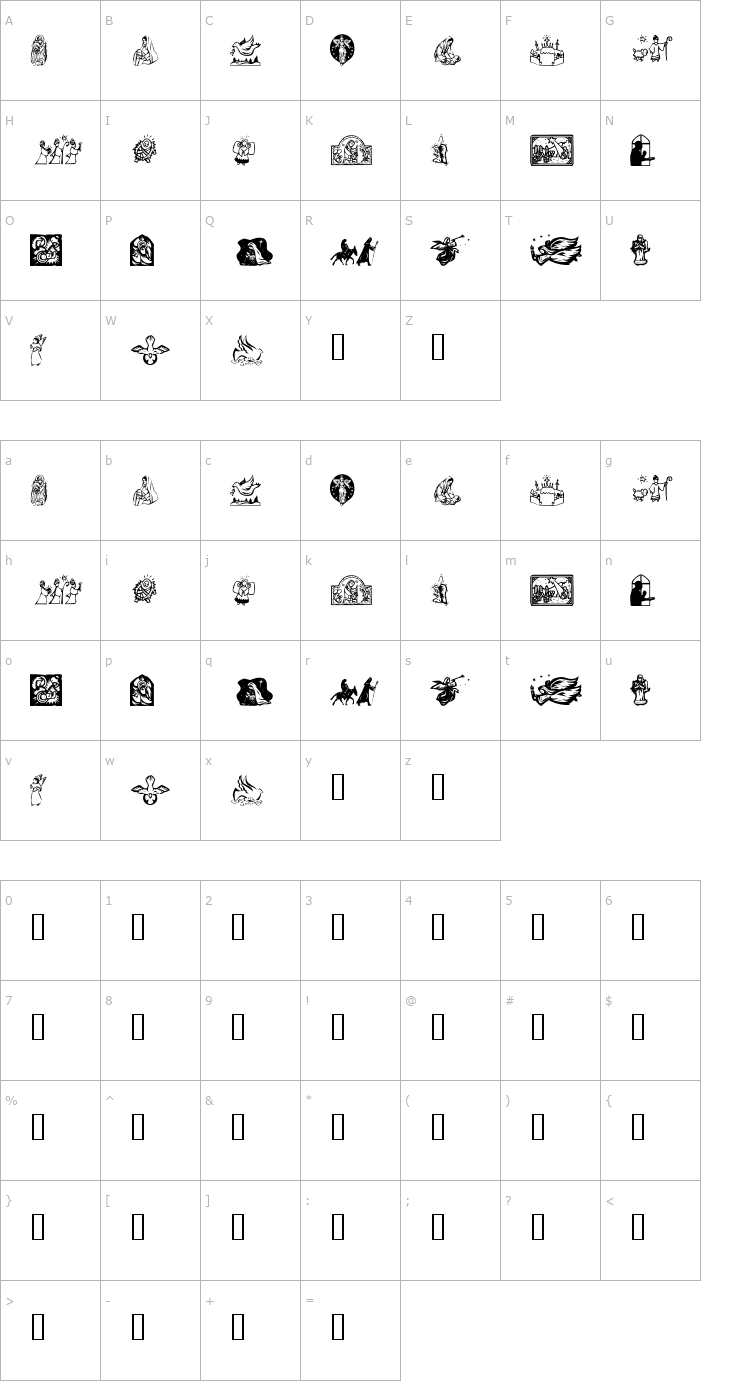 Character Map KR Christmas Dings 2004 Four Font
