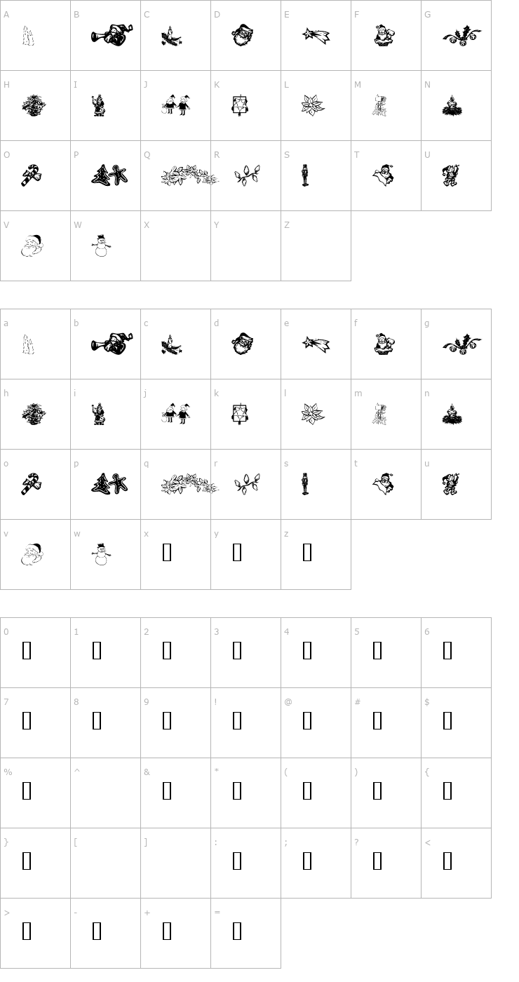 Character Map KR Christmas Dings 2004 Six Font