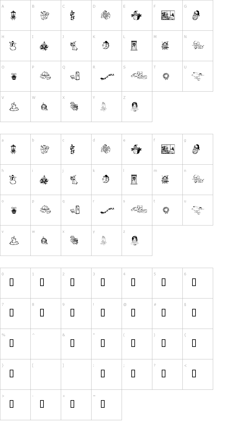 Character Map KR Christmas Dings 2004 Three Font