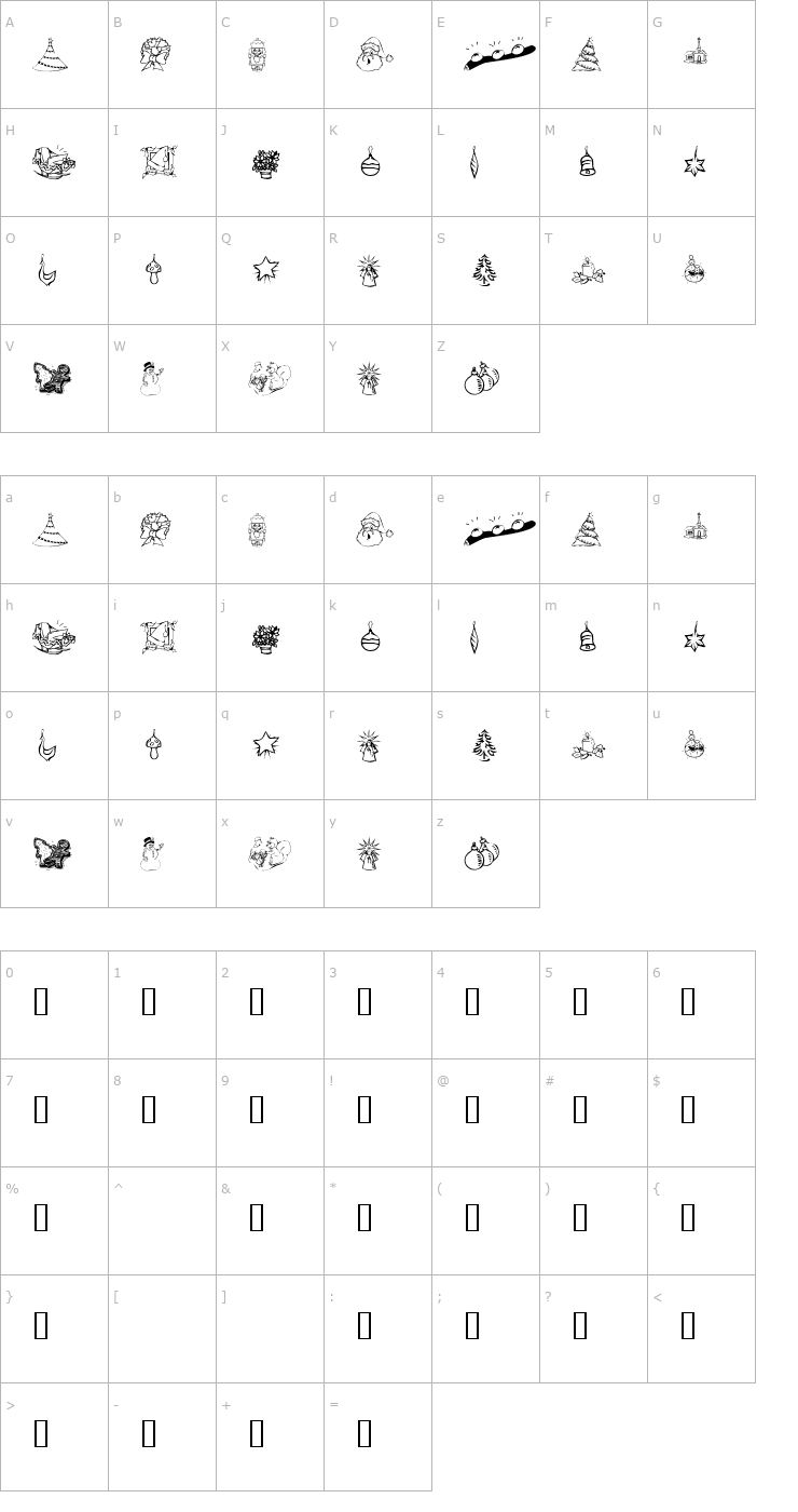Character Map KR Christmas Dings 2004 Two Font