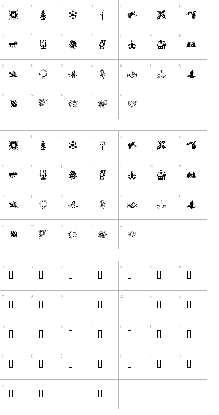 Character Map KR Christmas Time 2 Font