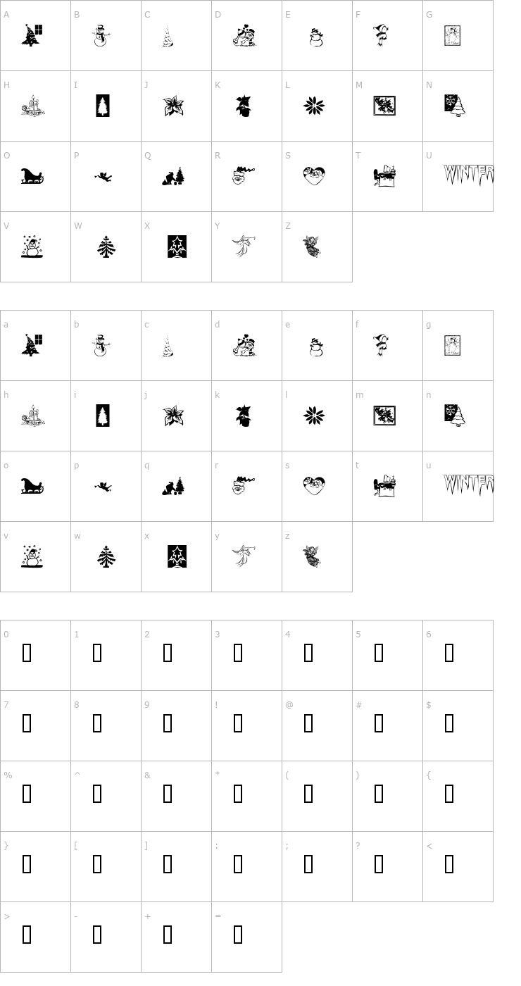 Character Map KR Christmas Time Font