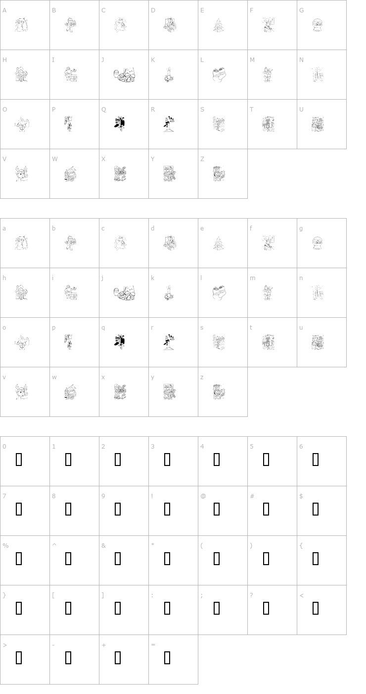 Character Map KR Color Me Christmas 2002 Font