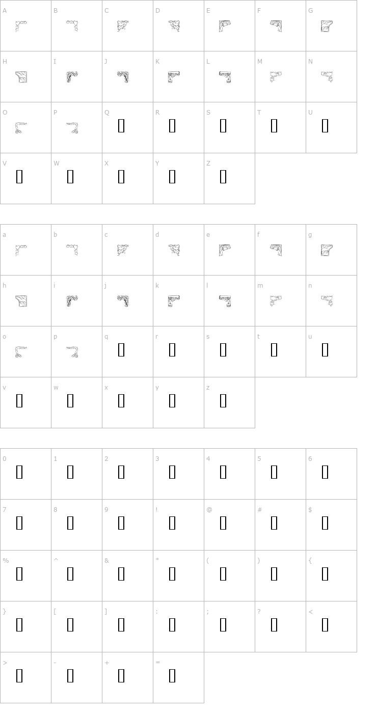 Character Map KR Corners 2 Font