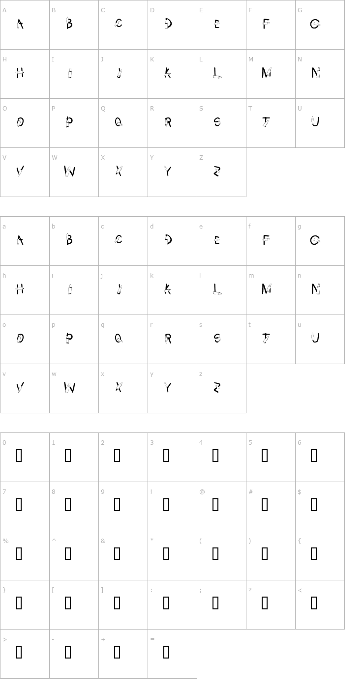 Character Map KR Crayons Font