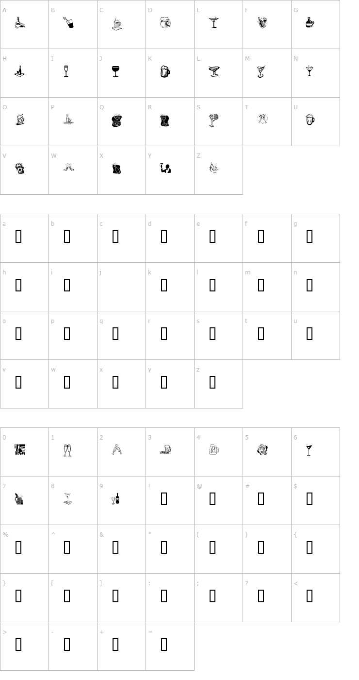 Character Map KR Drink Up! Font