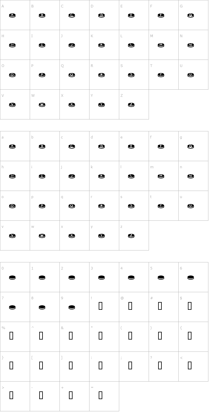 Character Map KR Dunkers Font