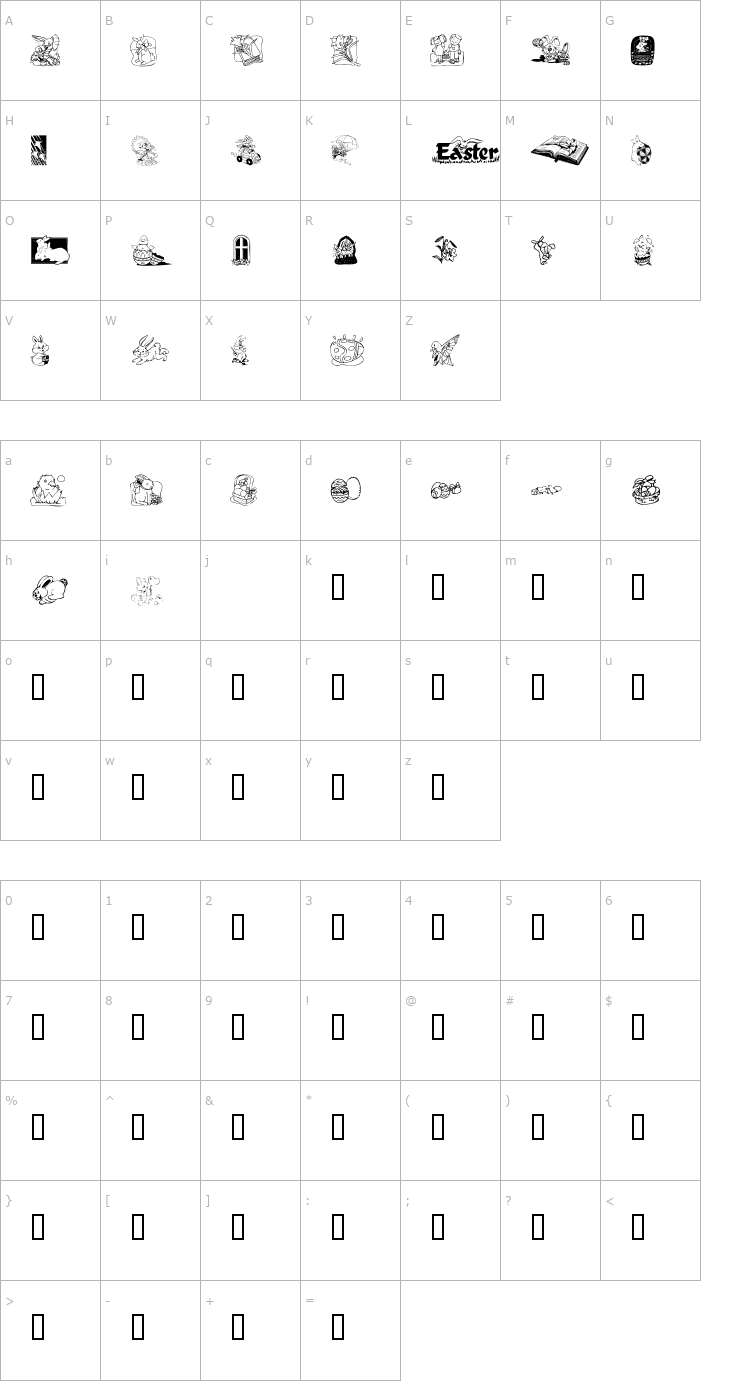 Character Map KR Easter 2003 Font