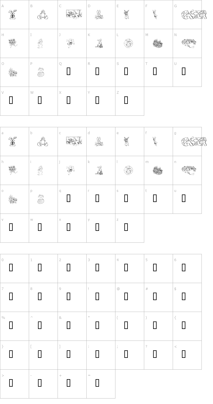 Character Map KR Easter No 2 Font