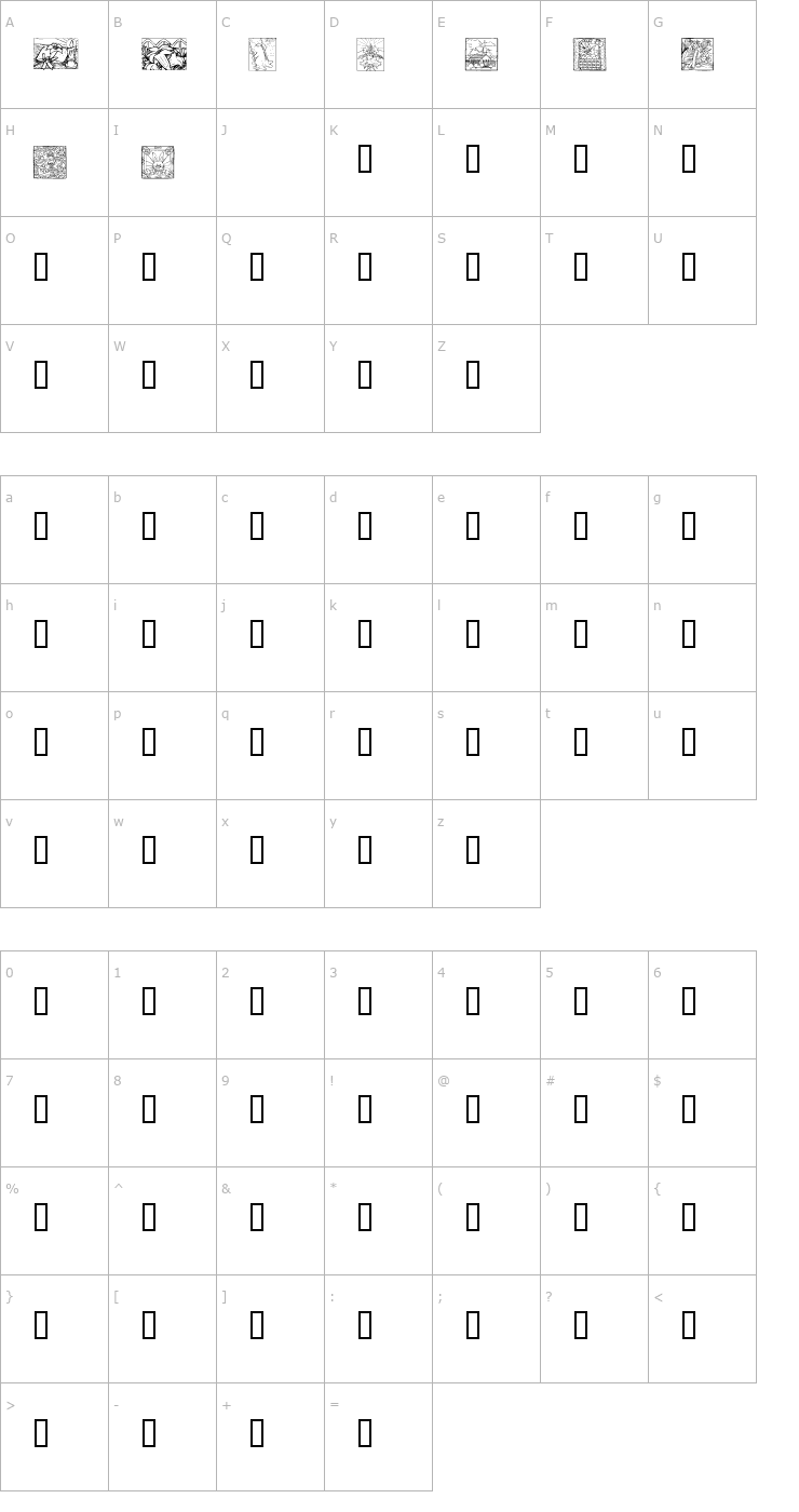 Character Map KR Easter Squares Font