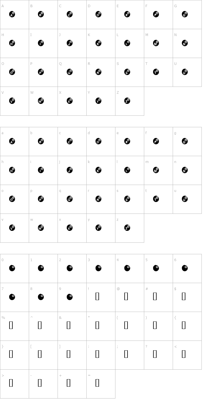 Character Map KR Eight Ball Font