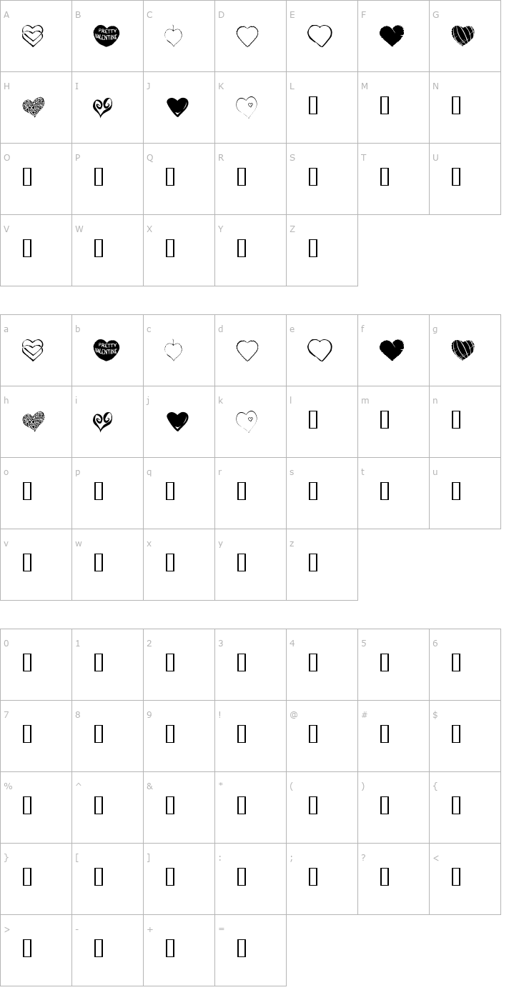 Character Map KR Heartfelt Font