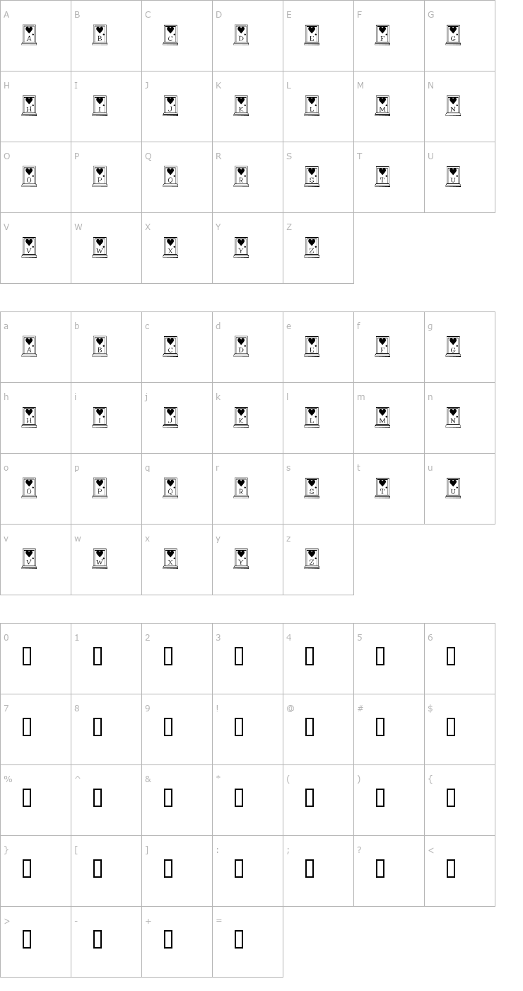 Character Map KR Home Is Where The Heart Is Font