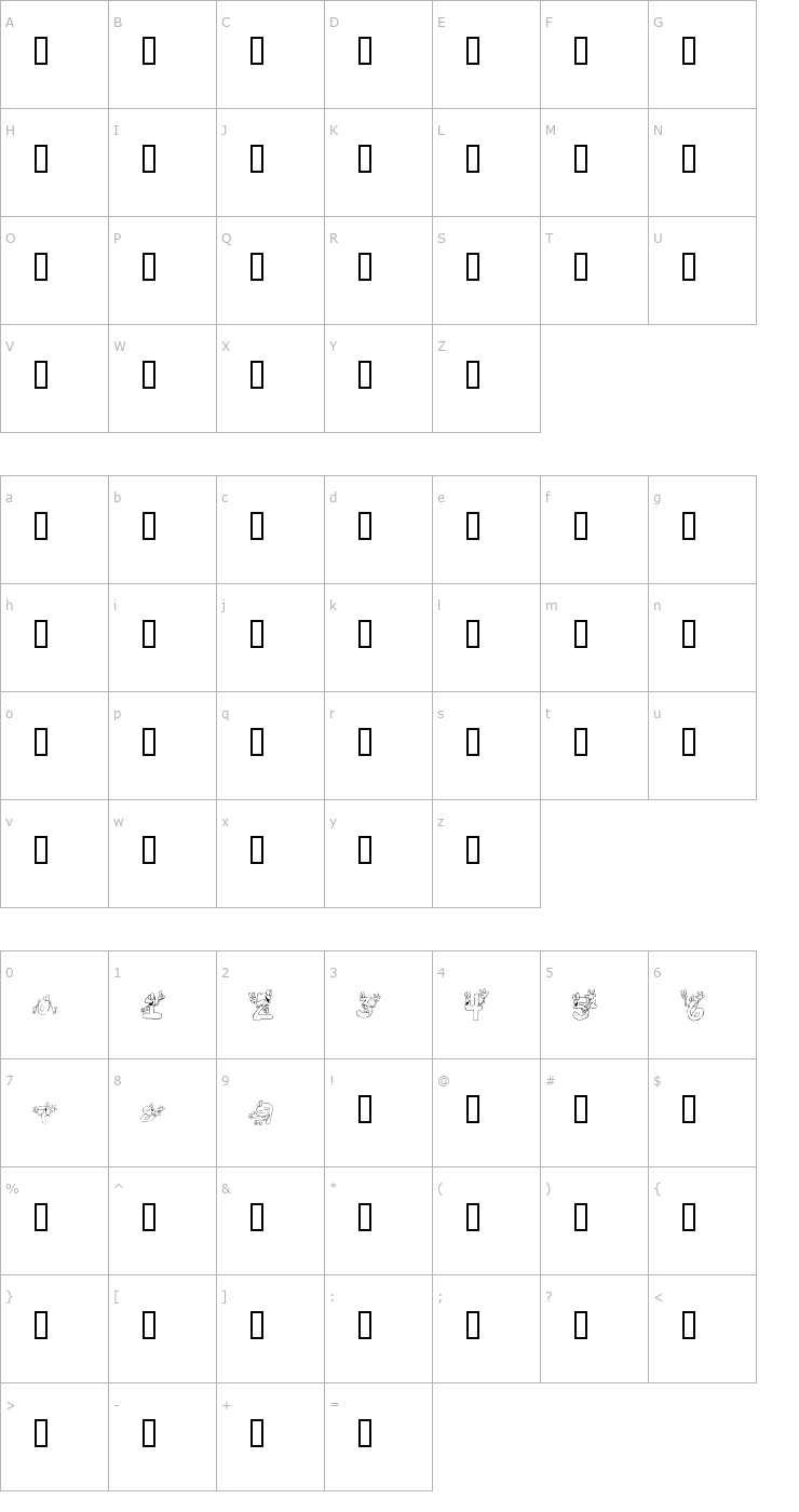 Character Map KR I'm This Many! Font
