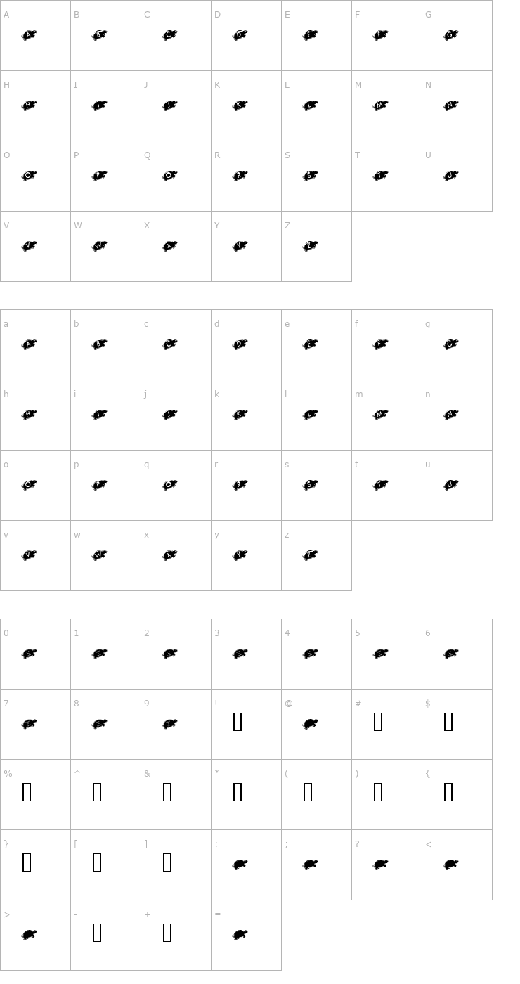 Character Map KR Julies Turtle Rescue Font