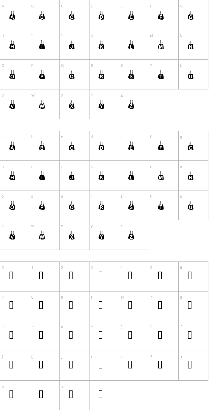 Character Map KR Rachel's Polish Font