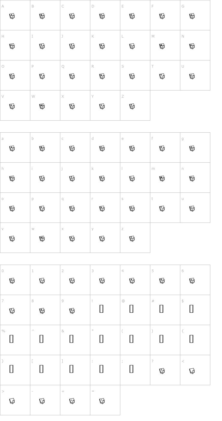 Character Map KR School Days Font